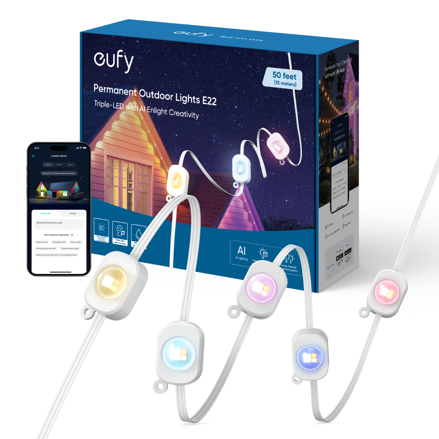 eufy Permanent Outdoor Lights E22 (50ft with 30 lights)